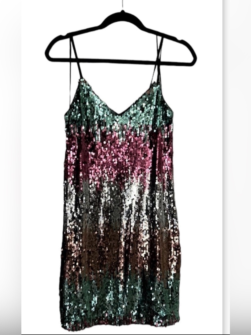 Express Multicolor Sequin Slip Dress